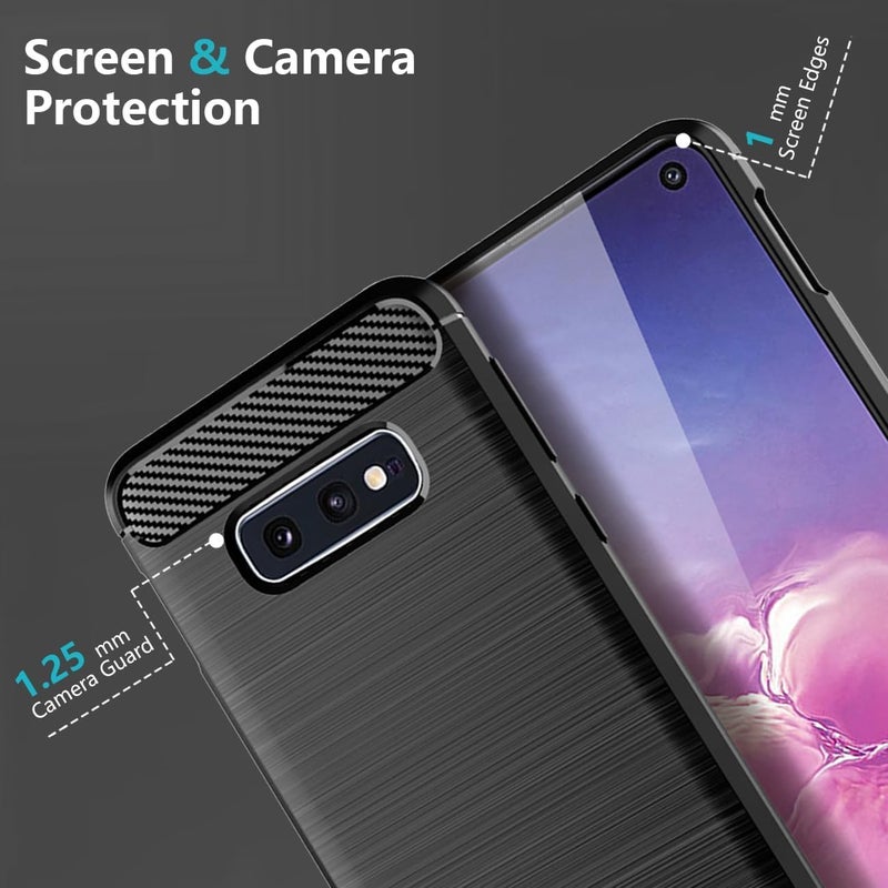 Aikcks for Samsung Galaxy S10E Phone case, Shockproof, Scratch Resistant Carbon Fiber Jacket, Soft TPU, for Galaxy S10 E case (Black,) - Image 1